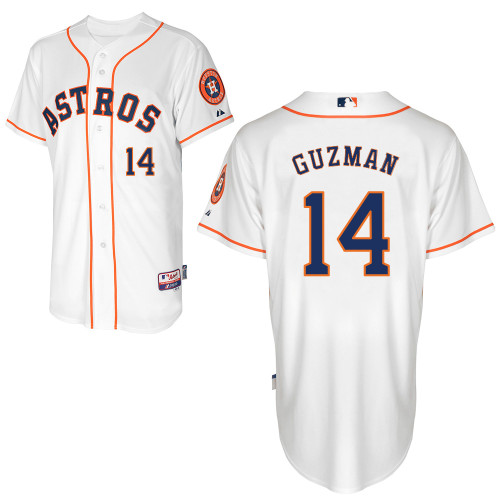 Jesus Guzman #14 MLB Jersey-Houston Astros Men's Authentic Home White Cool Base Baseball Jersey